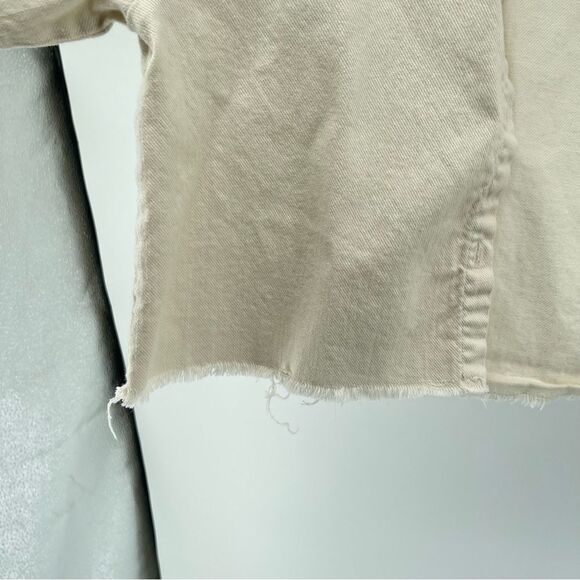 ZARA Girl’s Cream Button Front Denim Frayed Hem Cropped Top Size 13/14 - Picture 6 of 12